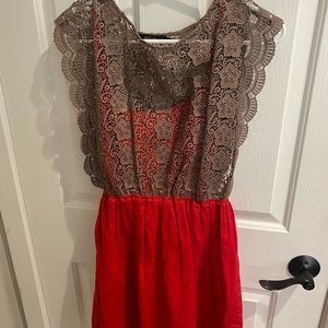 Arc&Co Size-S Casual & Cute Reddish Orange Dress